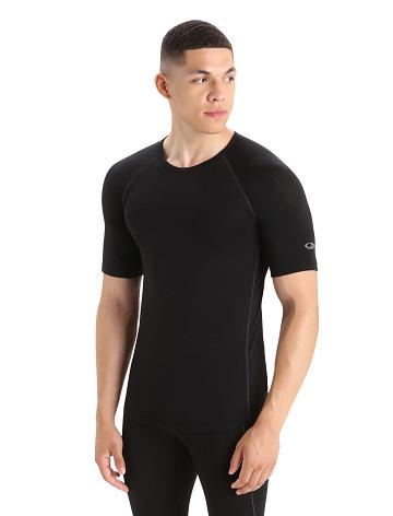 Base Layers Icebreaker BodyfitZone™ Merino 150 Zone Krótkie Sleeve Crewe Thermal Top Męskie Czarne | PL 1613GSOL